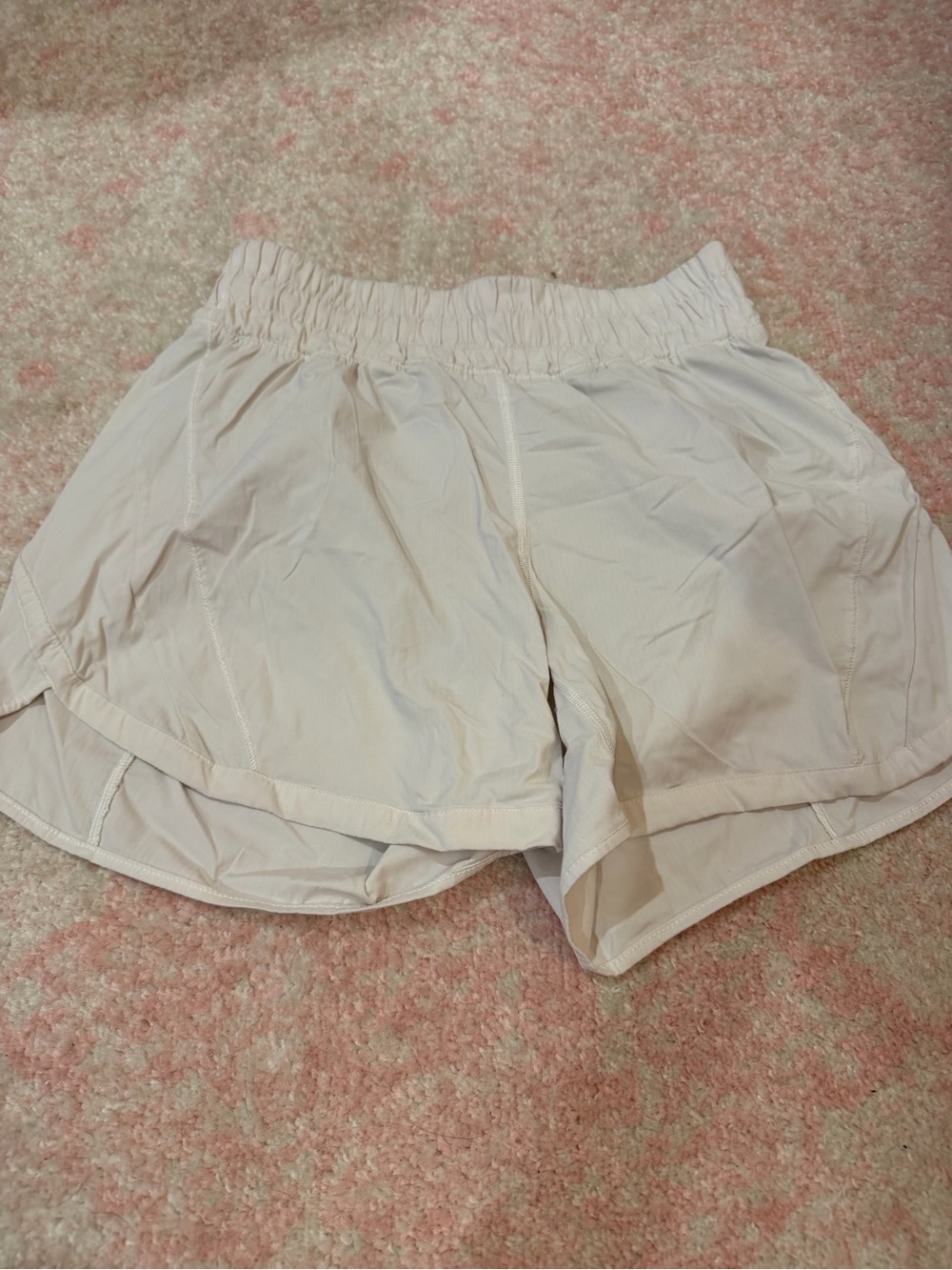Light Cream Women's Athletic Shorts with Elastic Waist